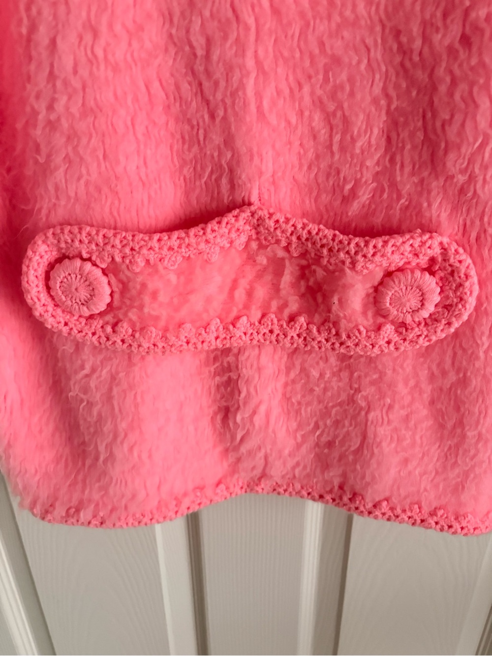 Vintage Plush Pink Jacket with Shawl Collar - Picture 4 of 5